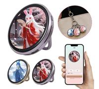 Smart Digital Badge With Touch Screen, 1.85" Hd Electronic Badge for Fandom & Anime, Customizable Gif/photo/video Display,keychain/backpack/ita Bag Accessory, Bluetooth App Control (Golden)