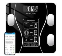 Smart Digital Bathroom Kitchen Scale Bluetooth App 180KG High Precision Body Weight Scale, Body Fat BMI Muscle Mass Analyzer, LCD Display Electronic Weihing Scale Fitness Health Tracking (ST/LB/KG)