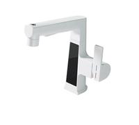 Smart Digital Display Faucet Brass Basin Mixer Tap with Temperature Sensor Rotating Hot & Cold Water Wear Resistant & Leak Proof Design (White)