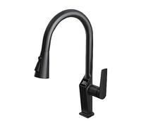 Smart Digital Display Faucet, Universal Rotating Household Pull-Out Kitchen Sink Faucet, Dual Control of Hot and Cold (Black)
