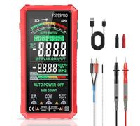 Smart Digital Multimeter With Auto Ranging Feature And 6000 Counts Trms Accuracy For Home Automotive Use Plus Usb-c Rechargeable For Battery And Led Light In Red Color
