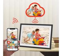 Smart Digital Photo Frame with Wi-Fi, 10.1-inch, 32GB storage, 1280x800 IPS LCD Touch Control, Auto Rotate and Mobile Remote Access Share Moments Instantly from Anywhere(32G,Wood Color)