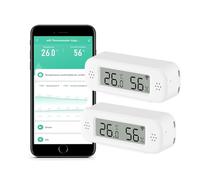 Smart Digital Thermometer Hygrometer, WiFi Indoor Temperature and Humidity Sensor for Home Use, Mini Humidity Monitor with App Remote Monitoring, Data Export, Compatible with Alexa, 2 Pack