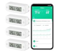 Smart Digital Thermometer Hygrometer, WiFi Indoor Temperature Humidity Sensor with App Alerts, Mini Room Temperature Meter with Data Storage and Export, Compatible with Alexa. 4PCS
