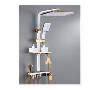 Smart Digital Thermostatic Shower Mixer Set Wall Mount Square Head Bath Faucet LED Temperature Display Hot & Cold Water Control Modern Bathroom Shower System in Black