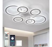 Smart Dimmable Flower Ceiling Light with Remote & App Control Modern LED Pendant Lamp for Living Room & Bedroom Three Color Temperatures Acrylic Shade Night Light