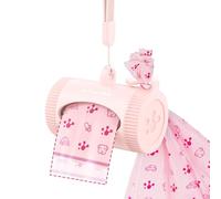 Smart Dog Poop Bag Holder with Built-In Hands-Free Hook for filled poop Bags, Waterproof and Lightweight Dispenser, App-Based Health Management, Includes 15 Bags, Durable for Everyday Walks, Pink