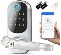 Smart Door Lock 12 in 1, Fingerprint Door Lock Passcode/APP/IC Card/NFC/Key, Smart Lock for Bedroom Door, Home, Office, Hotel Office, Apartment, TTLOCK,100 Fingerprint + 100 Password +100 Card