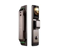 Smart Door Lock, Electronic Automatic Smart Door Lock 3D Face Recognition Fingerprint Keyless Password Wifi Camera Rfid Card Home Lock(Brown 6068-30)