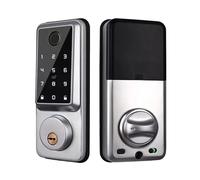 Smart Door Lock, Electronic Fingerprint Lock Front Door Keyless Keypad Door Lock with Bluetooth, App Control, 2 Keys, 3 Cards, Digital Auto Touchscreen Code Lock for Home Office