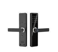 Smart Door Lock, Free Drill Design Fingerprint Door Lock Smart Life APP Control 150Pcs Users Capacity(70mm,Black Color)