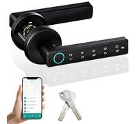 Smart Door Lock, Front Door Fingerprint Door Locks | Digital Door Handle Lock with Voice Broadcast, APP Unlocking, Two Keys, Suitable for Bedroom, Office, Hotel