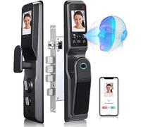 Smart Door Lock - Keyless Entry with Face Recognition, Fingerprint & Palmprint Unlocking, Keypad Digital Code, App Control, Automatic Locking, IC Card