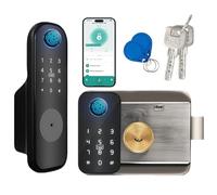 Smart Door Lock Outdoor Garden Electronic Lock Auto-Locking Remote Unlocking via App Dual-Side Fingerprint Password Key IC Card Waterproof Keyless Smart Side Lock Suitable for Outdoor Use Garden