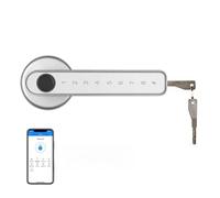 Smart Door Lock, TTlock Tuya Smart Home Fingerprint Electronic Door Lock Password APP Mechanical Key Security Biometric Handle Lock(Silver TTLock)