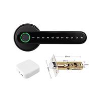 Smart Door Lock, Tuya APP Bluetooth-compatible Remote Control Smart Fingerprint Biometrics Lock For Indoor Wooden Metal Door(Single with gateway)