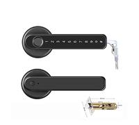 Smart Door Lock, Tuya APP Bluetooth-Compatible Remote Control Smart Fingerprint Biometrics Lock for Indoor Wooden Metal Door(Black Type B)