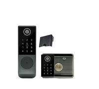Smart Door Lock, TUYA Fingerprint Magnetic Card Password Key Remote Unlock Courtyard Apartment Outdoor Waterproof Smart Door Lock(Double no app)