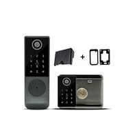Smart Door Lock, TUYA Fingerprint Magnetic Card Password Key Remote Unlock Courtyard Apartment Outdoor Waterproof Smart Door Lock(Double tuya)