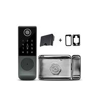 Smart Door Lock, TUYA Fingerprint Magnetic Card Password Key Remote Unlock Courtyard Apartment Outdoor Waterproof Smart Door Lock(Single ttlock)