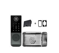 Smart Door Lock, TUYA Fingerprint Magnetic Card Password Key Remote Unlock Courtyard Apartment Outdoor Waterproof Smart Door Lock(Single no app)