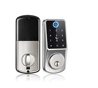 Smart Door Lock, Tuya Smart Fingerprint Digital Keypad Keyless Entry Electronic Lock Ttlock App Control for Home Apartment(Tuya- Silver)