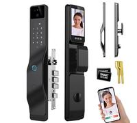 Smart Door Lock with 3D Face Recognition, Fingerprint, App, Password, and IC Card Unlocking, Remote Video Unlock, Door Lock Anomaly Alert