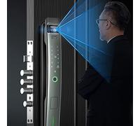 Smart Door Lock with 3D Face Recognition, Fingerprint, Digital Password & Card Access, Intelligent Electronic Push-Pull Screen Camera for Enhanced Home Security