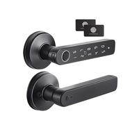 Smart Door Lock with Fingerprint, Bluetooth & Keypad, Electronic Keyless Entry Handle Lock, Compatible with Tuya APP, 5-in-1 Unlocking for Home Security (Optional)(There is an IC)
