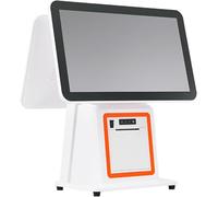 Smart Double Touch Screen Cash Register, 15” All-in-One POS System for Retail Stores, Windows 7 POS Machine with Touch Screen for Shop, Restaurant, Small Business (Inventory Management, Barcode Scanne