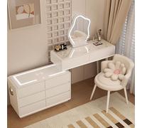 Smart Dressing Table with ol Rechargeable LED Light MultiFunctional rage Ideal for Bedroom 100cm/39.4in Elegant White Design