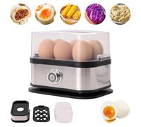 Smart Egg Cooker Electric with Auto Shut-Off, Automatic Stainless Steel Boiled Egg Poacher Steamer for Soft/Medium/Hard Boiled Eggs, Kitchen Steam Boiler for Food Vegetable (6-Capacity)