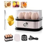 Smart Egg Cooker with Auto Shut, Multifunctional Stainless Steel Egg Cooker, 6-Egg Capacity Perfect Soft Hard Boiled Eggs, Easy Clean Stainless Steel Steamer (White)