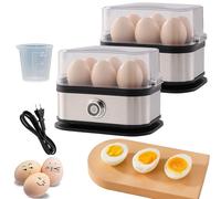 Smart Egg Cooker with Auto Shut Off, Effortless Egg Cooking with The Ultimate Stainless Steel Egg Cooker, 6 Eggs Capacity Electric Egg Cooker for Hard Boiled, Medium, Poacher (2Pcs)