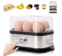 Smart Egg Cooker with Auto Shut Off, stainless steel egg cooker, dash egg cooker for Hard/Soft/Medium boiled eggs, with a Measuring Cup, for Family