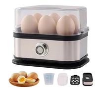 Smart Egg Cooker with Auto Shut, Ultimate Stainless Steel Egg Cooker 6 Eggs Electric Poacher Boiler for Hard/Soft/Medium Boiled, Poached, Scrambled