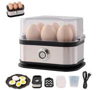 Smart Egg Cooker with Auto Shut, Ultimate Stainless Steel Egg Cooker, Electric Rapid Egg Boiler for 6 Eggs, for Hard/Soft/Medium Boiled, Poached, Scrambled (1pcs)