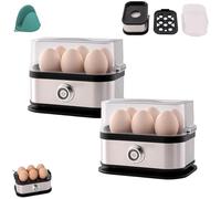 Smart Eggs Cooker with Auto Shut, Stainless Steel Rapid Egs Steamer, Rapid Egg Cooker Electric 6 Egs Capacity, Hard, Medium, Soft Boiled Egg Poacher, Effortless Eggs Cooking (2Pcs)