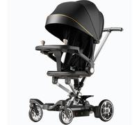 Smart Electric Baby Stroller with Cradle Mode, Remote Control, Drifting Wheels, Bluetooth Early Education, Adjustable Seat - Lightweight Pushchair for 0-4 Years (Black)