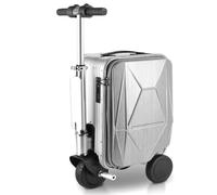 Smart Electric Suitcase, 20L Electric Rideable Luggage with Telescopic Handle, Speed Adjustment/Load 242 LBs/TSA Coded Lock/External Charging Port/Removable Battery/Mileage 8-10 KM,Silver