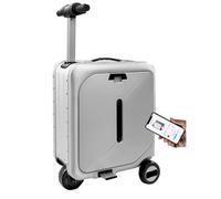 Smart Electric Suitcase, 26L Aluminum Alloy Frame Rideable Suitcase with TSA Lock, Removable Battery, Load 115kg, 13km/H, USB Charging Port, for Adults Travel Storage Case White 20 inches