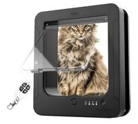 Smart Electronic Cat Door with 2 Tag Keys, 4-Way Locking, Automatic Unlocking, Weatherproof, Selective Entry and Exit for Pets