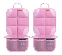 SMART ELF Car Seat Protector - 600D Oxford Fabric Waterproof Seat Cover for Child Seats & Pets, Universal Size 18.5x23 Inch with Mesh Pocket, Non-Slip Backing (2 Pack, Pink)