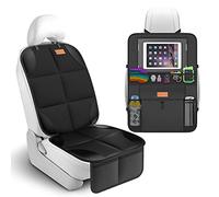 SMART ELF Car Seat Protectors for Child Seats - Kids Car Seat Protector Back Organiser for Storage - Baby Travel Kick Mats & Front/Back Seat Cover Set, Protects Upholstery From Stains & Damage