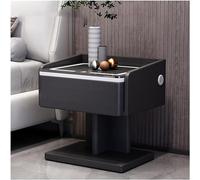 Smart End Table with Rechargeable USB Speaker and Fingerprint Lock - Elegant LED Light Nightstand Bedside Cabinet