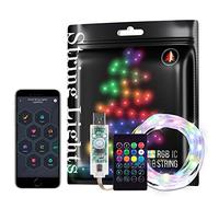 Smart Fairy String Lights RGB IC WS2812B IC 6.5FT USB Bluetooth Twinkle with Timer and Remote, Music Sync Funny Modes Color Chasing Firefly Lights for Room Curtain Christmas Wedding Party Decor IP65
