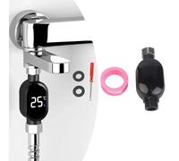 Smart Faucet Thermometer for Bath and Shower - Digital Celsius Display, Blue/Green/Red Safety Indicator Light, 0-99°C Range, ±1-2°C Accuracy, 1/2 Inch Thread, Grey Finish (Down)