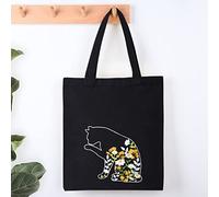 Smart-Feather Black Cat Embroidery Tote Bag Kit for Beginners with Patterns, Embroidery Hoop, Hand Embrodery Kits for Adults (Black Cat)