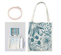 Smart-Feather Flower Embroidery Kit Tote Bag, Hand Embroidery Kit for Adults Beginner with Embroidery Patterns, Embroidery Hoop,DIY Sewing Kit