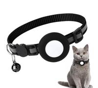 Smart Feline Safety Collar with AirTag Compatibility, Reflective Adjustable Pet Tracker for Cats and Small Dogs, Anti-Loss Design in Black, Perfect for Kittens and Adult Cats